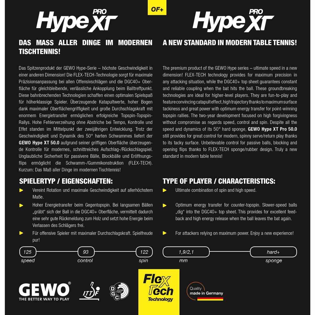GEWO Belag Hype XT Pro 50.0 rot 1,9 mm