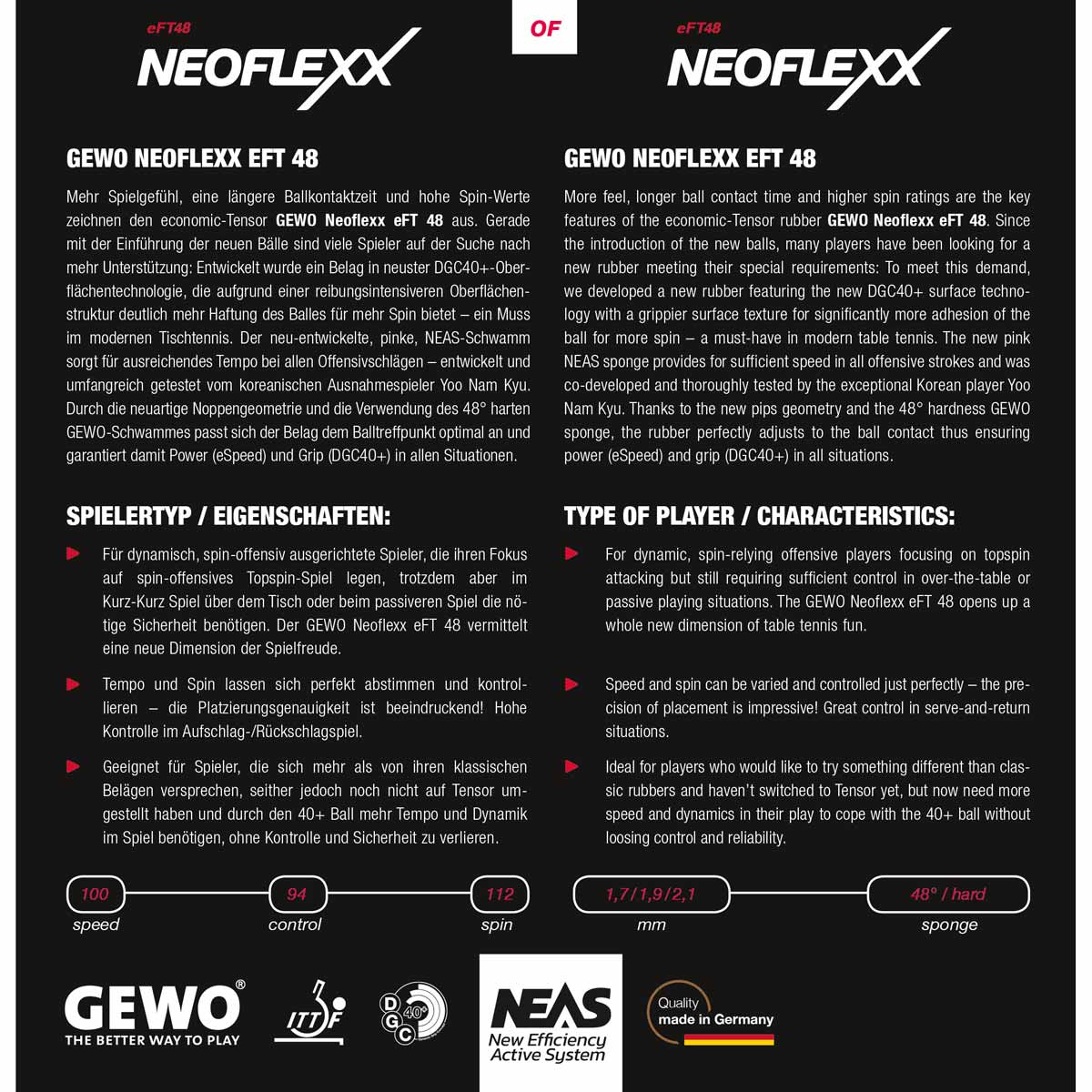 GEWO Belag Neoflexx eFT 48 rot 1,9 mm