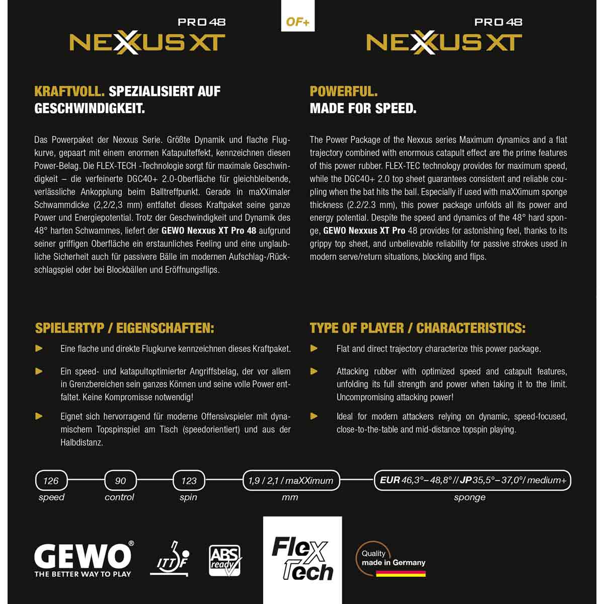 GEWO Belag Nexxus XT Pro 48 rot 2,1 mm