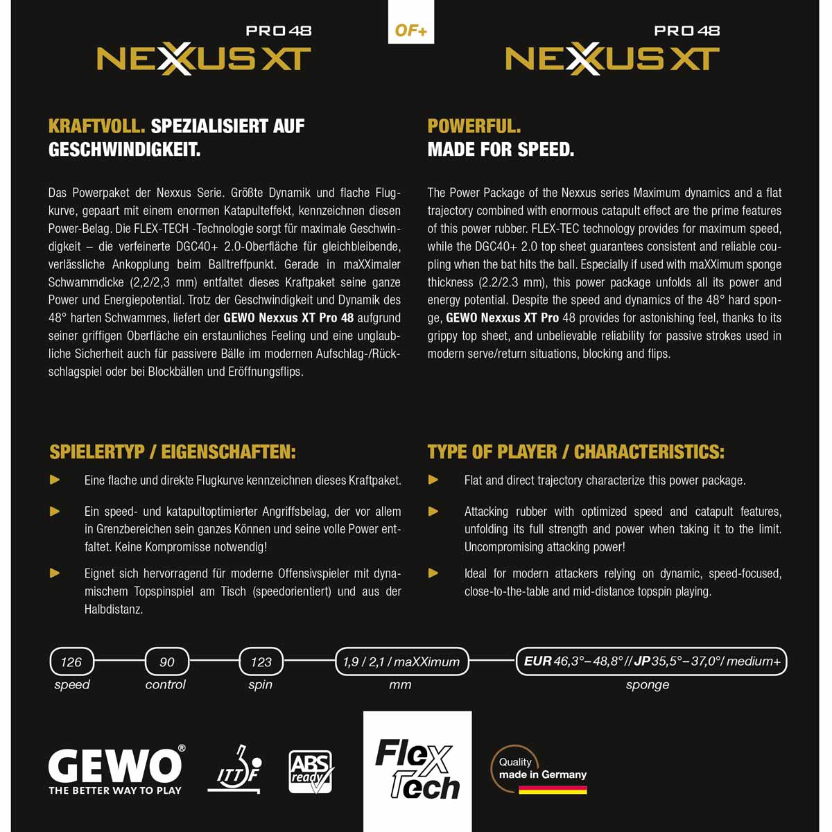 GEWO Belag Nexxus XT Pro 48 rot 2,1 mm