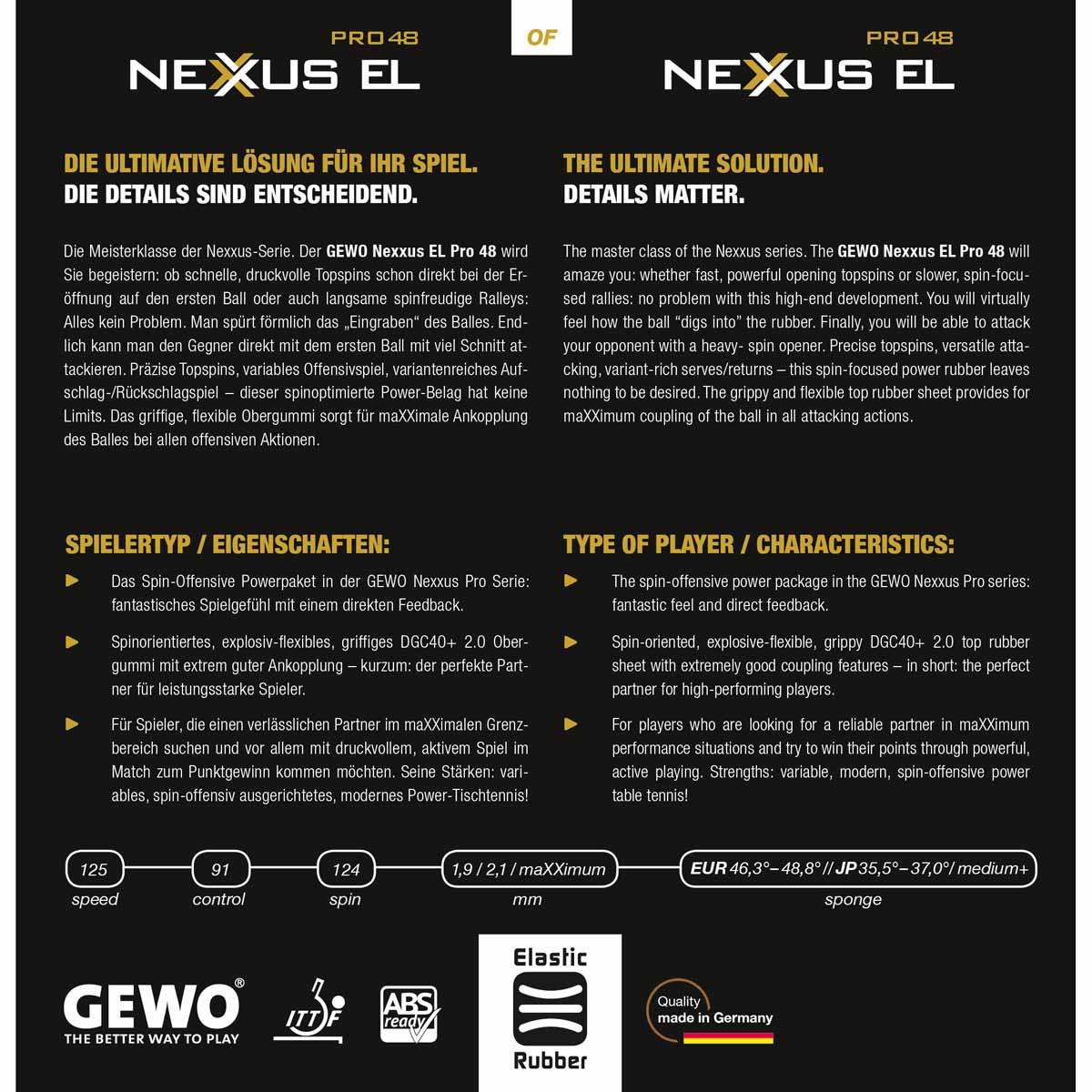 GEWO Belag Nexxus EL Pro 48 rot 1,9 mm