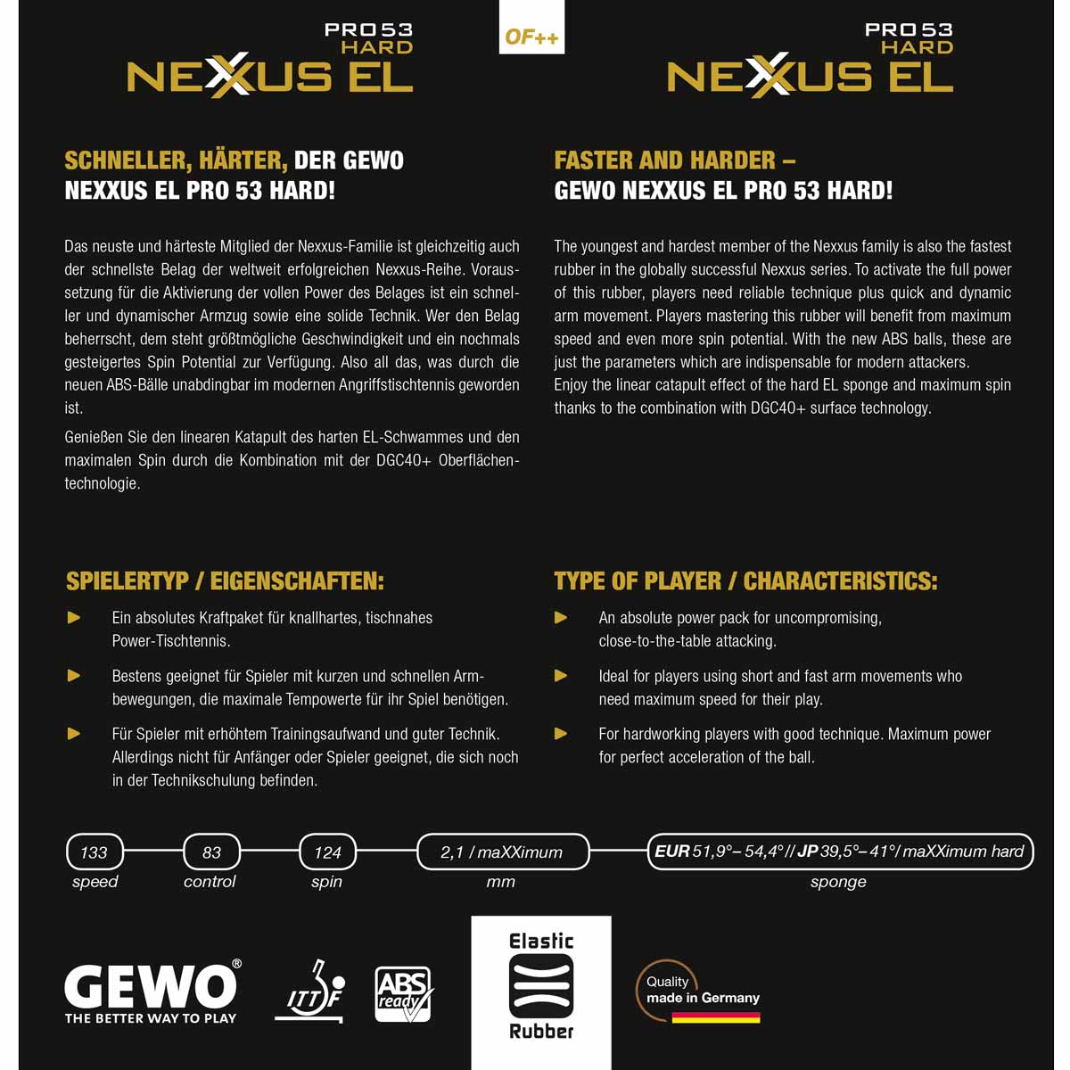 GEWO Belag Nexxus EL Pro 53 Hard rot 2,1 mm